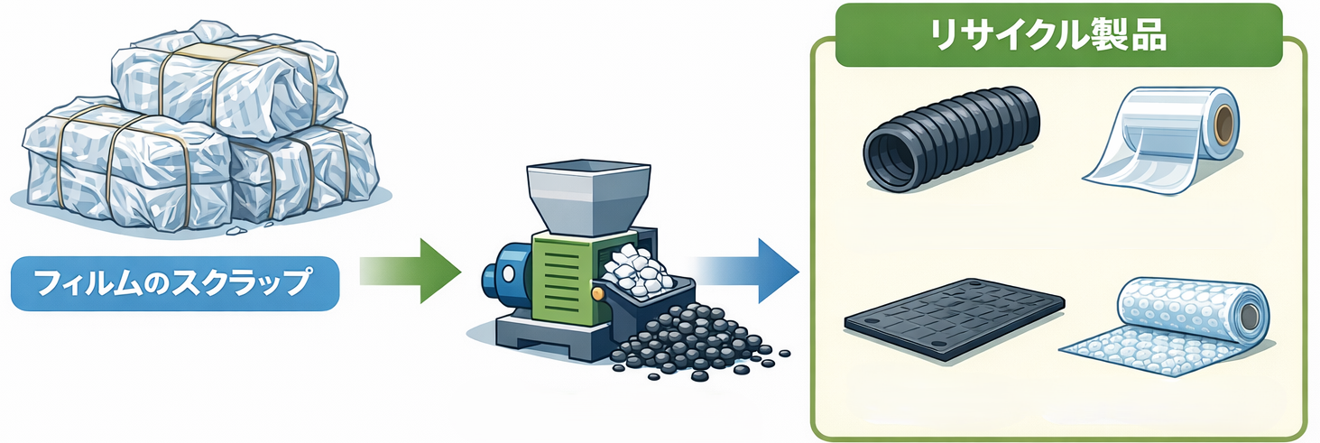 フィルム由来再生材で多用途製品への安定供給を実現